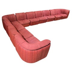 Sofá modular de piel plisada y ante Casa Bella, 1983