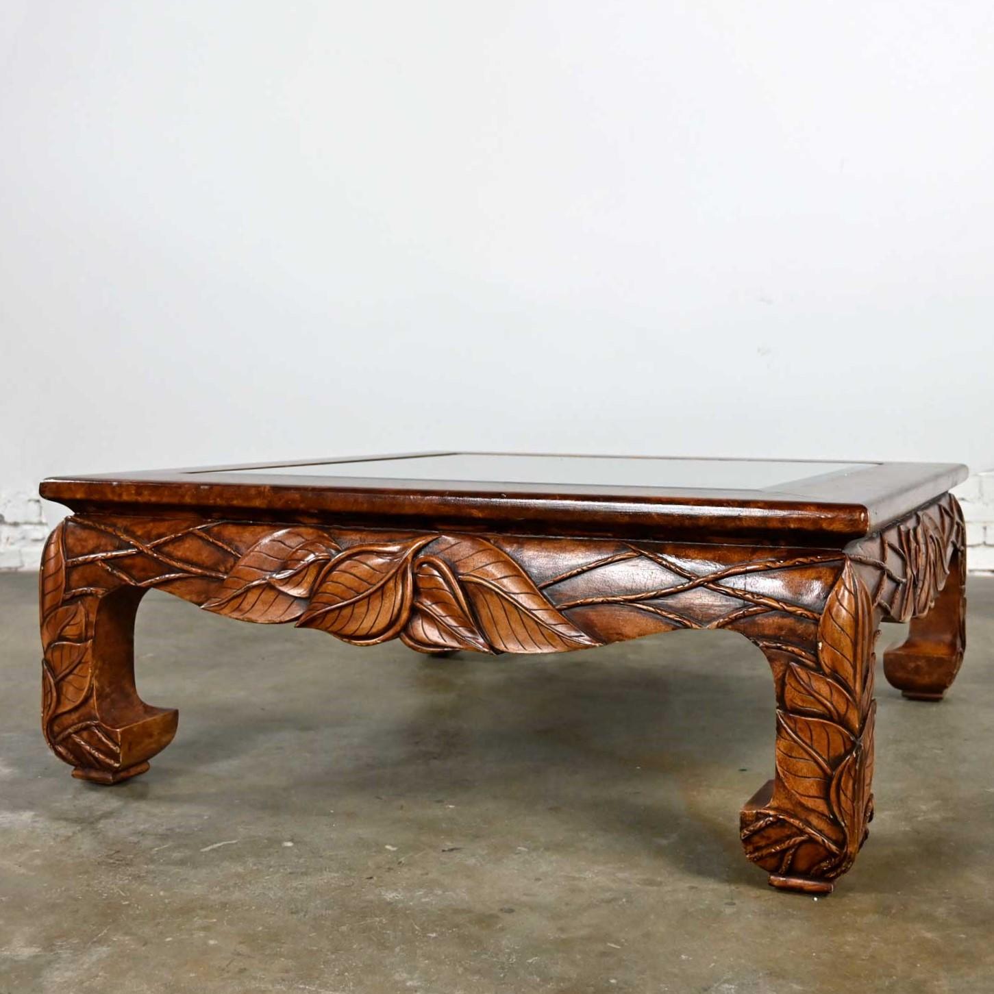 Casa Bique Chinoiserie Chow Leg Carved Square Coffee Table Attr Robert Marcius For Sale 3