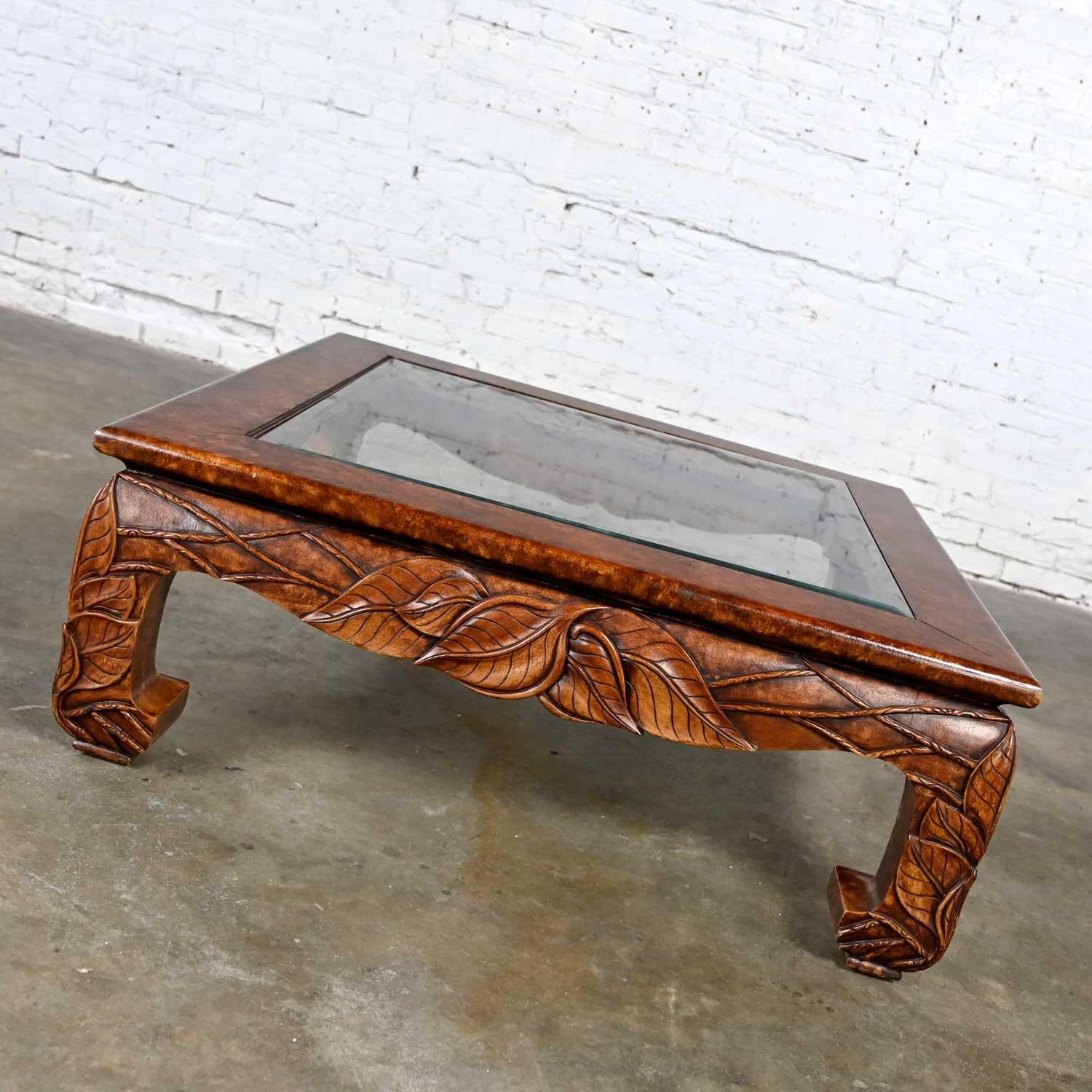 Wood Casa Bique Chinoiserie Chow Leg Carved Square Coffee Table Attr Robert Marcius For Sale