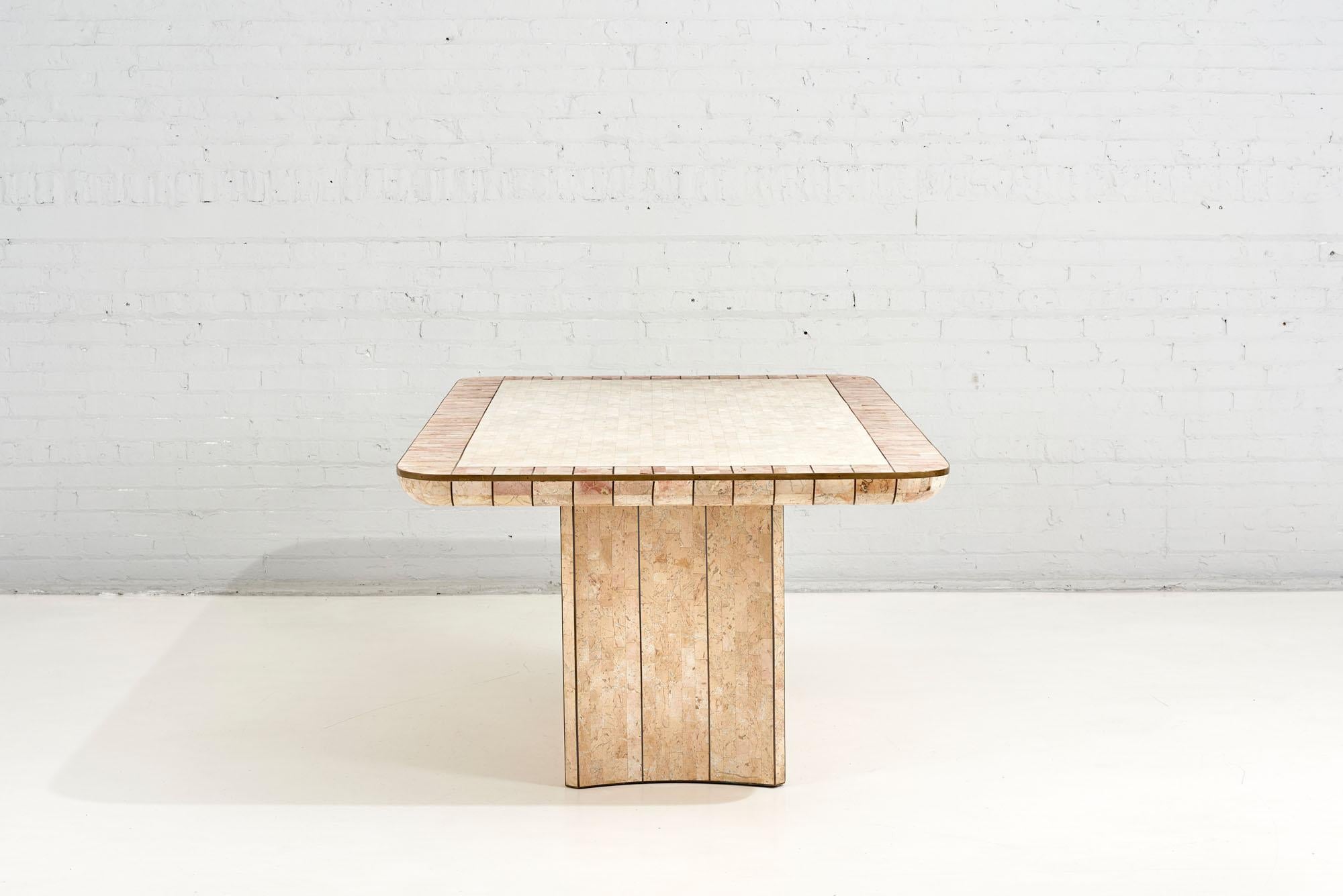 Mid-Century Modern Casa Bique Dining Table Tessellated Stone Brass by Robert Marcius, 1970