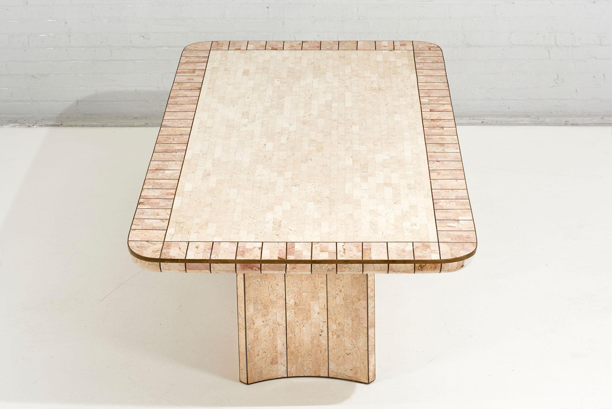 Fin du 20e siècle Table à manger Casa Bique en pierre tesselée et laiton de Robert Marcius, 1970