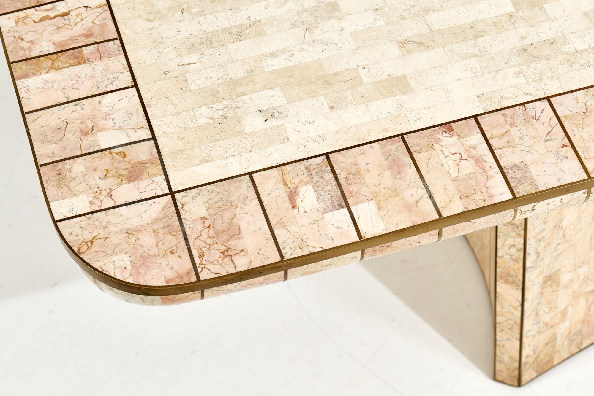 Late 20th Century Casa Bique Dining Table Tessellated Stone Brass by Robert Marcius, 1970