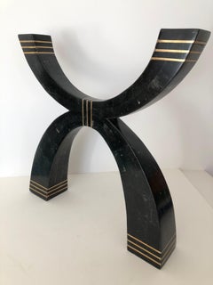 Casa Bique Large Fossil Stone Bronze Inlaid Candelabra/ Candlestick