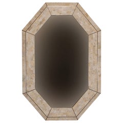Casa Bique Octagonal Tessellated Coral and Brass Mirror, 1980s