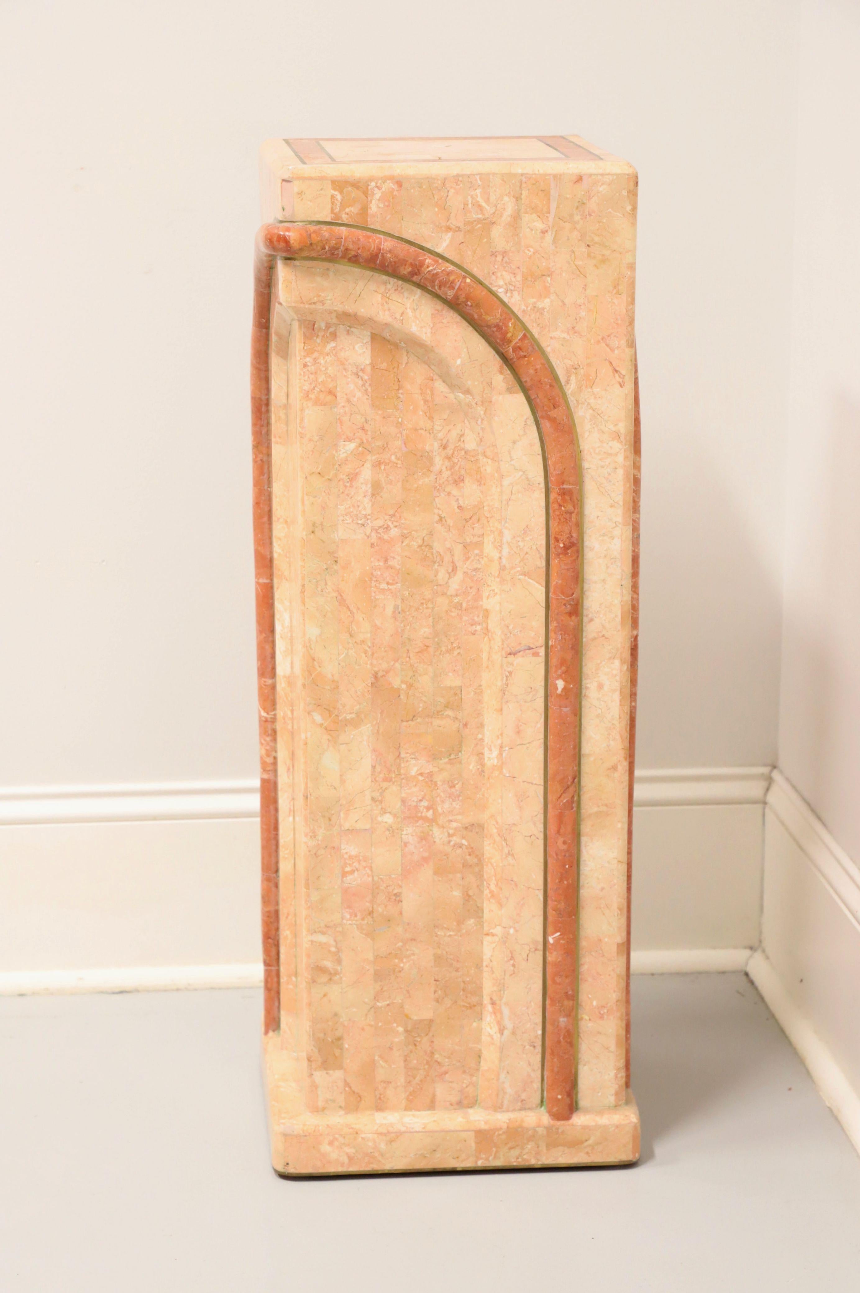 American CASA BIQUE Pink Tessellated Marble Art Deco Square Display Column / Plant Stand For Sale