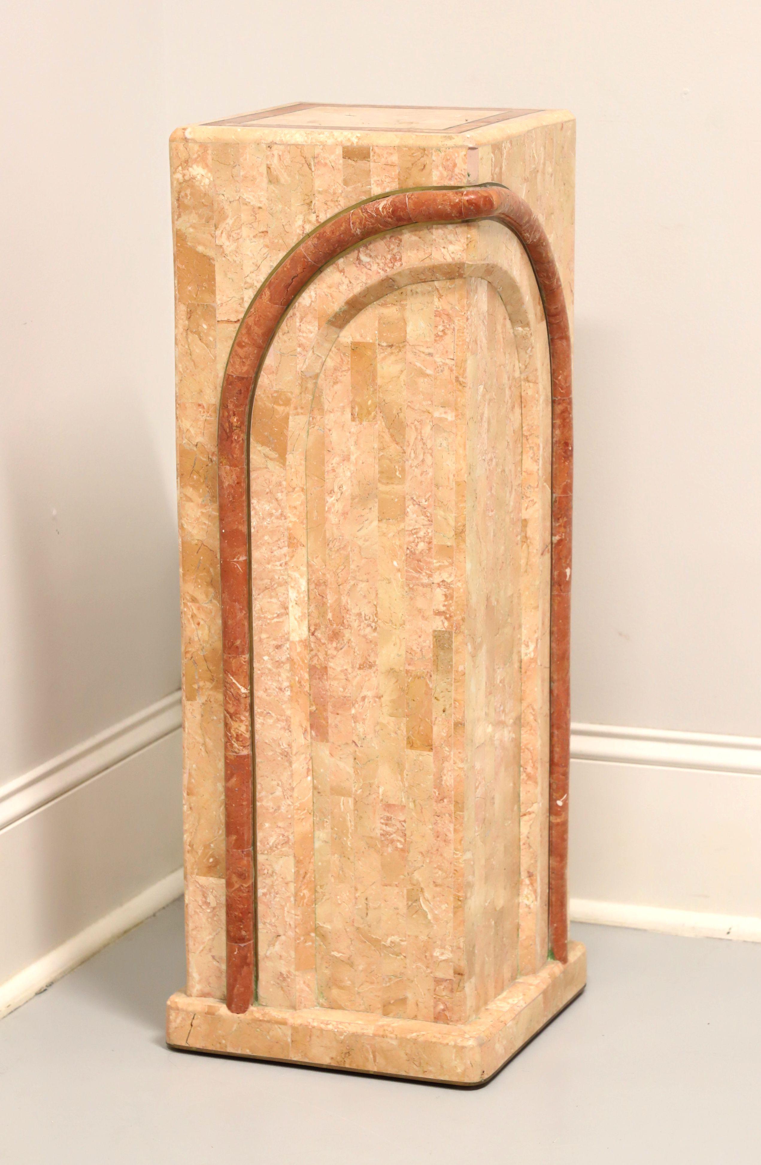 CASA BIQUE Pink Tessellated Marble Art Deco Square Display Column / Plant Stand For Sale 2