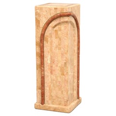 CASA BIQUE Pink Tessellated Marble Art Deco Square Display Column / Plant Stand