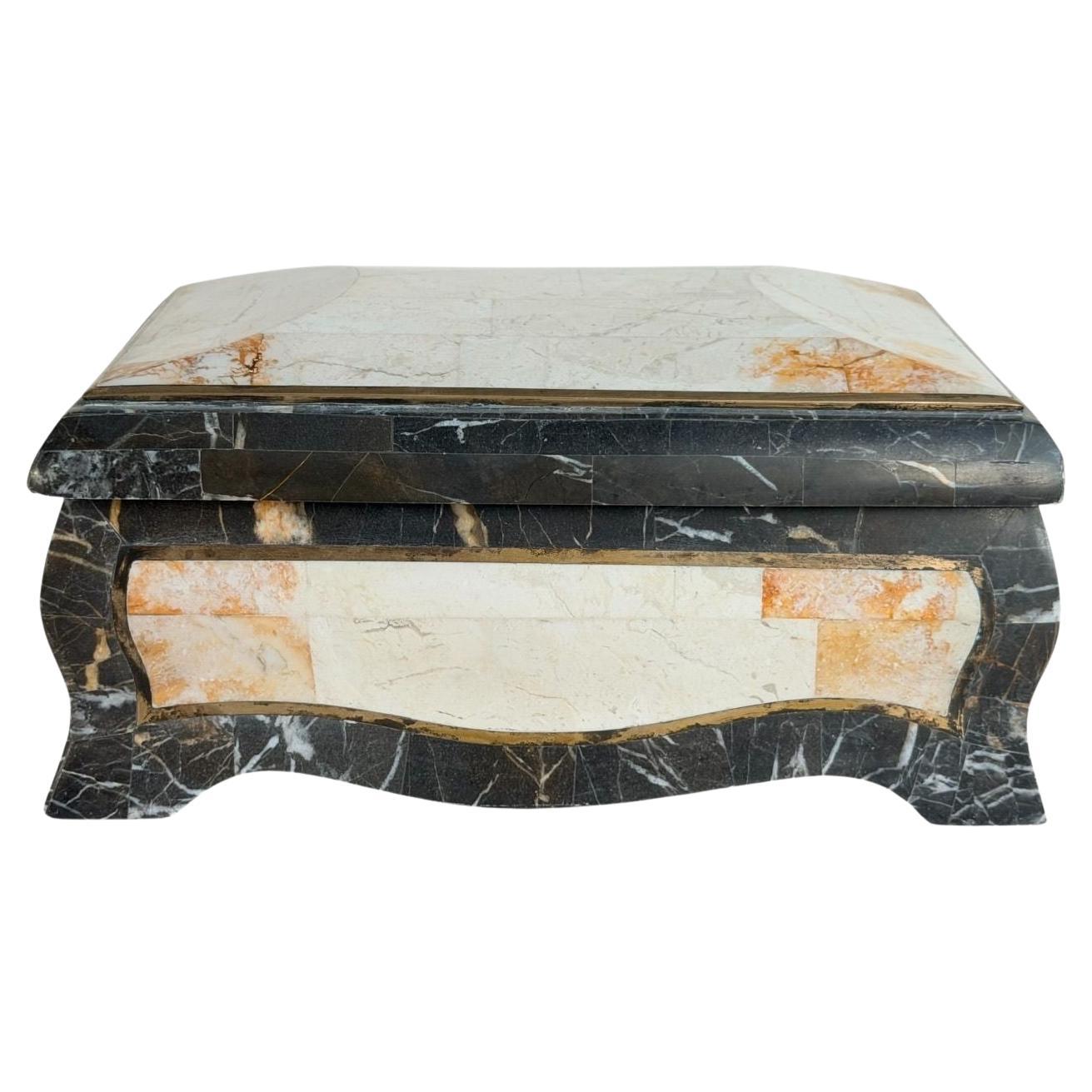 Casa Bique Boîte à bijoux/coiffeuse en laiton avec pierres tessellées, 1980