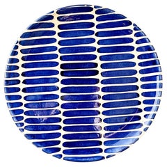 Casa Cubista Blue Dash Striped Terracotta Dinner Plates