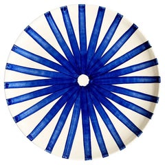 Casa Cubista Blue Ray Striped Terracotta Dinner Plates