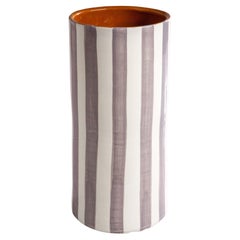 Casa Cubista Bold Striped Gray Vase, Ceramic Handmade in Portugal