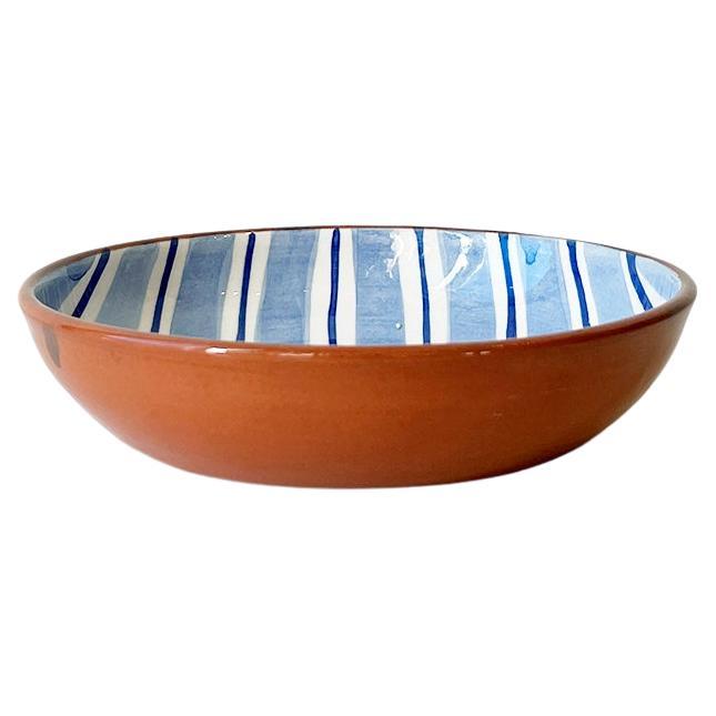 Casa Cubista Cabana Blue Striped Terracotta Dinnerware Bowls For Sale