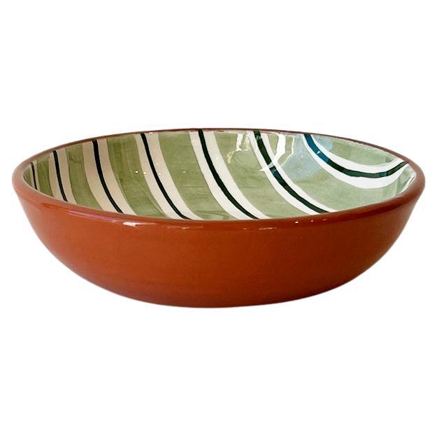 Casa Cubista Cabana Green Striped Terracotta Dinnerware Bowls For Sale