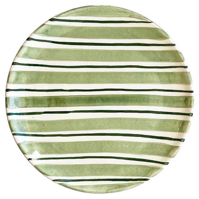 Casa Cubista Cabana Green Striped Terracotta Salad Plates en vente