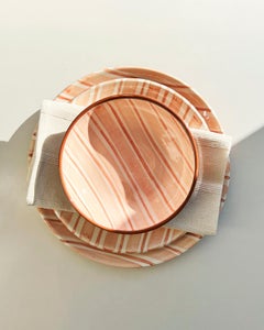 Casa Cubista Cabana Pink Striped Terracotta Dinner Plates