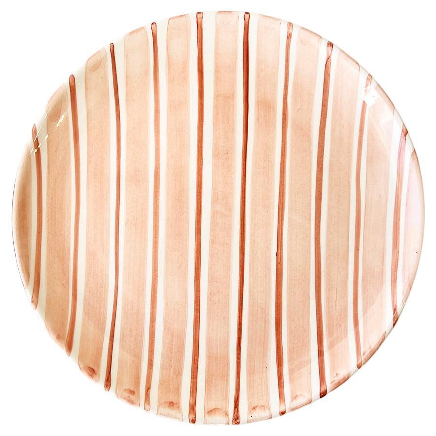 Casa Cubista Cabana Pink Striped Terracotta Dinner Plates
