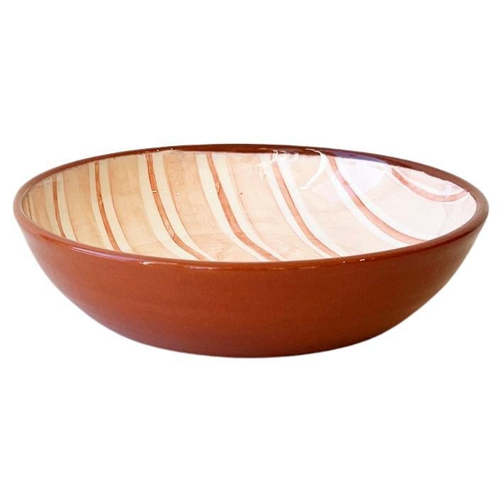 Casa Cubista Cabana Pink Striped Terracotta Dinnerware Bowls For Sale