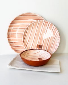 Casa Cubista Cabana Pink Striped Terracotta Salad Plates