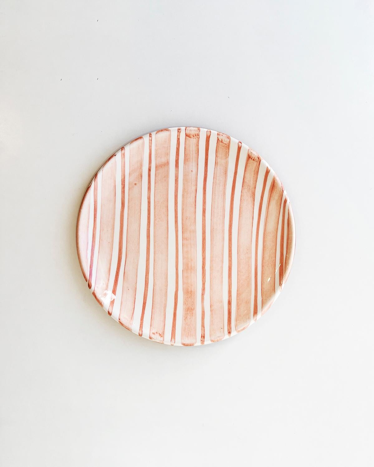 Casa Cubista Cabana Pink Striped Terracotta Salad Plates In New Condition For Sale In West Hollywood, CA