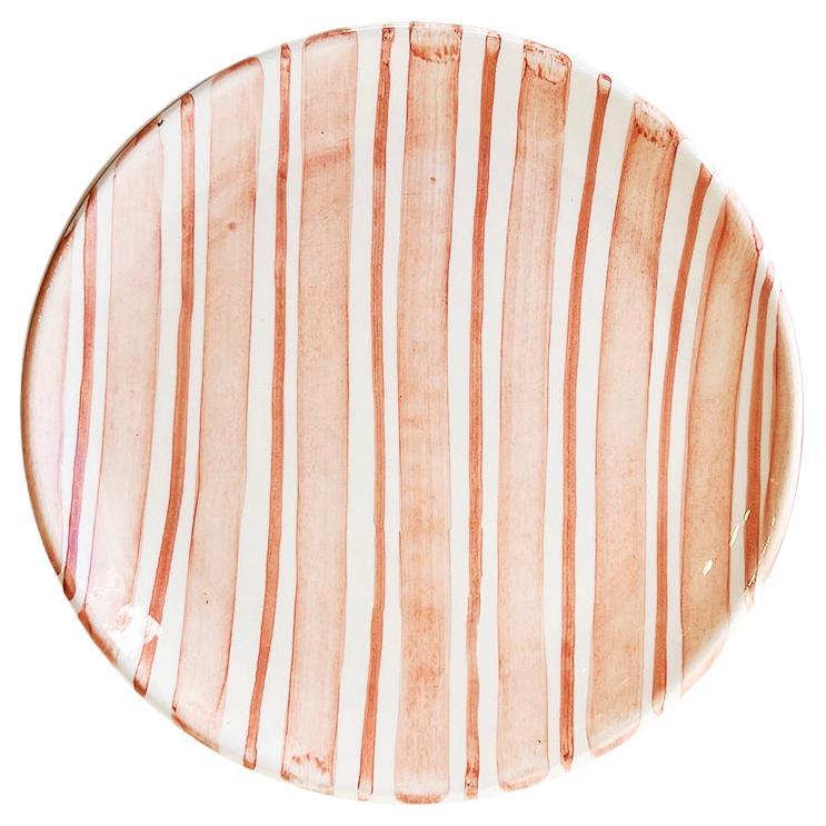 Casa Cubista Cabana Pink Striped Terracotta Salad Plates For Sale