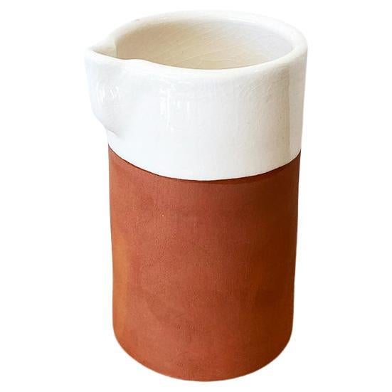 Casa Cubista Cylinder Rustic Handmade Terracotta Carafe, In Stock For Sale