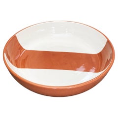 Casa Cubista Handmade Terracotta and White Dipped Serving Bowl, in Stock