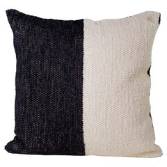 Casa Cubista Handwoven Cotton Black and White Color Block Throw Pillow, in Stock