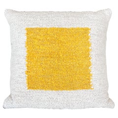Vintage Casa Cubista Handwoven Cotton Yellow Square Throw Pillow, in Stock