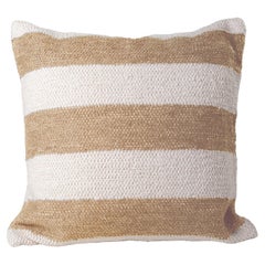 Casa Cubista Textured Cotton Camel Beige Stripe Throw Pillow, In Stock