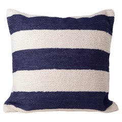 Casa Cubista Textured Cotton Navy Stripe Throw Pillow, In Stock