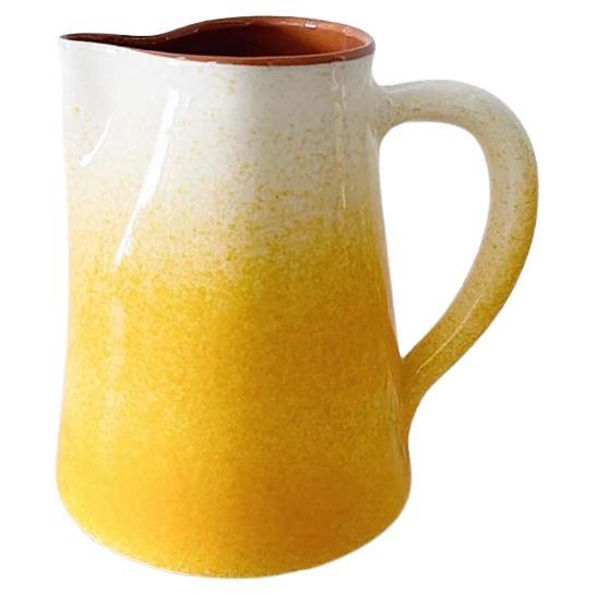 Casa Cubista Yellow Spray Pattern Pitcher Handmade in Portugal from Terracotta