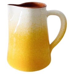 Retro Casa Cubista Yellow Spray Pattern Pitcher Handmade in Portugal from Terracotta