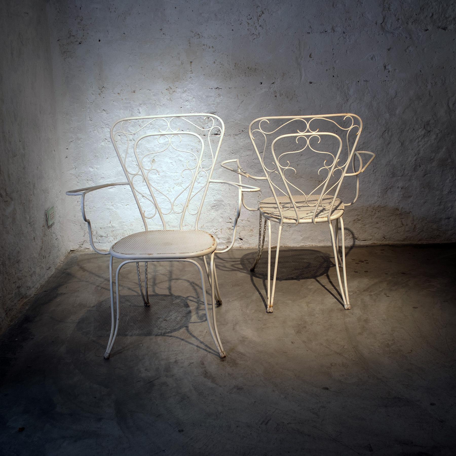 Italian Lio Carminati set of four chairs iron 1950s For Sale