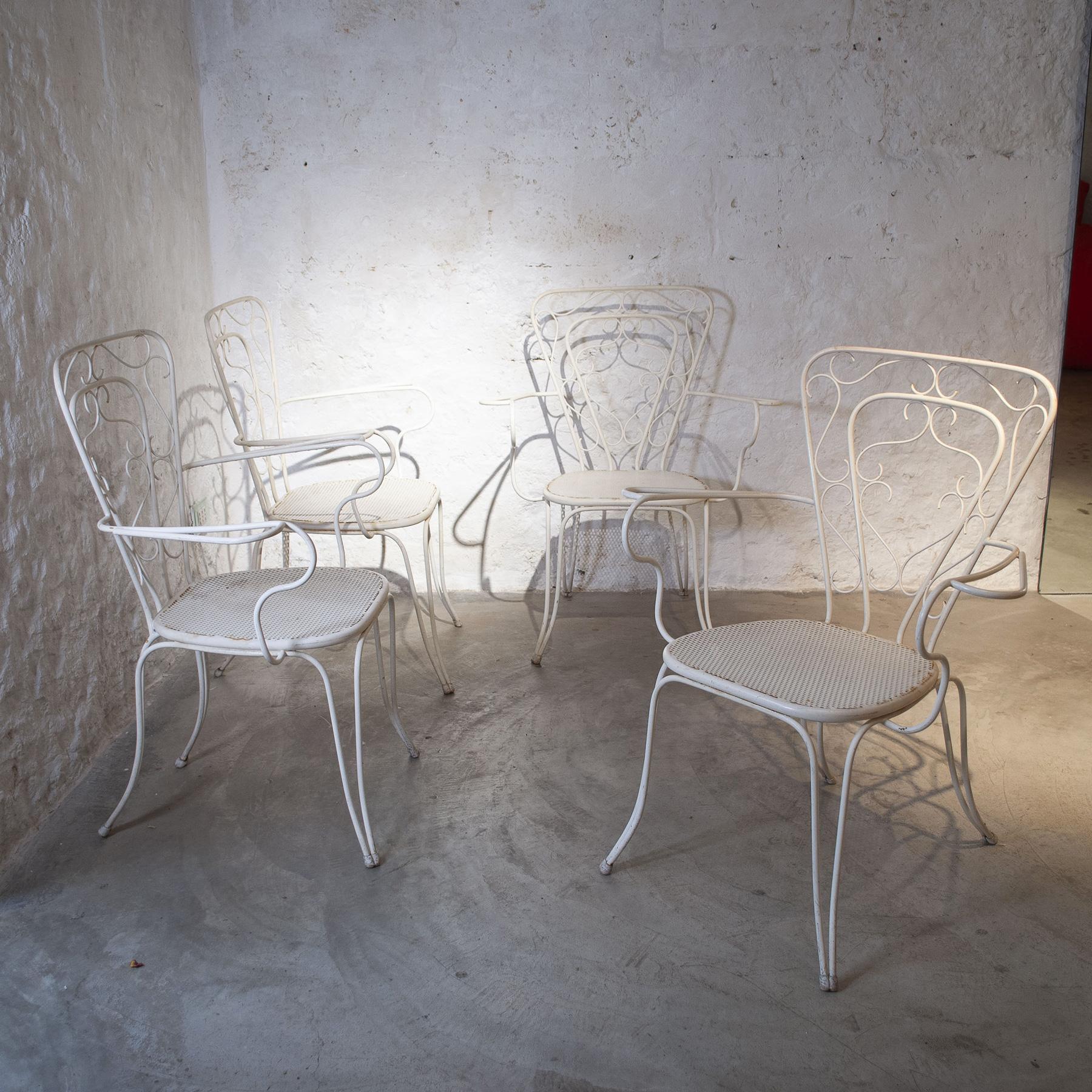 Mid-20th Century Lio Carminati set of four chairs iron 1950s For Sale