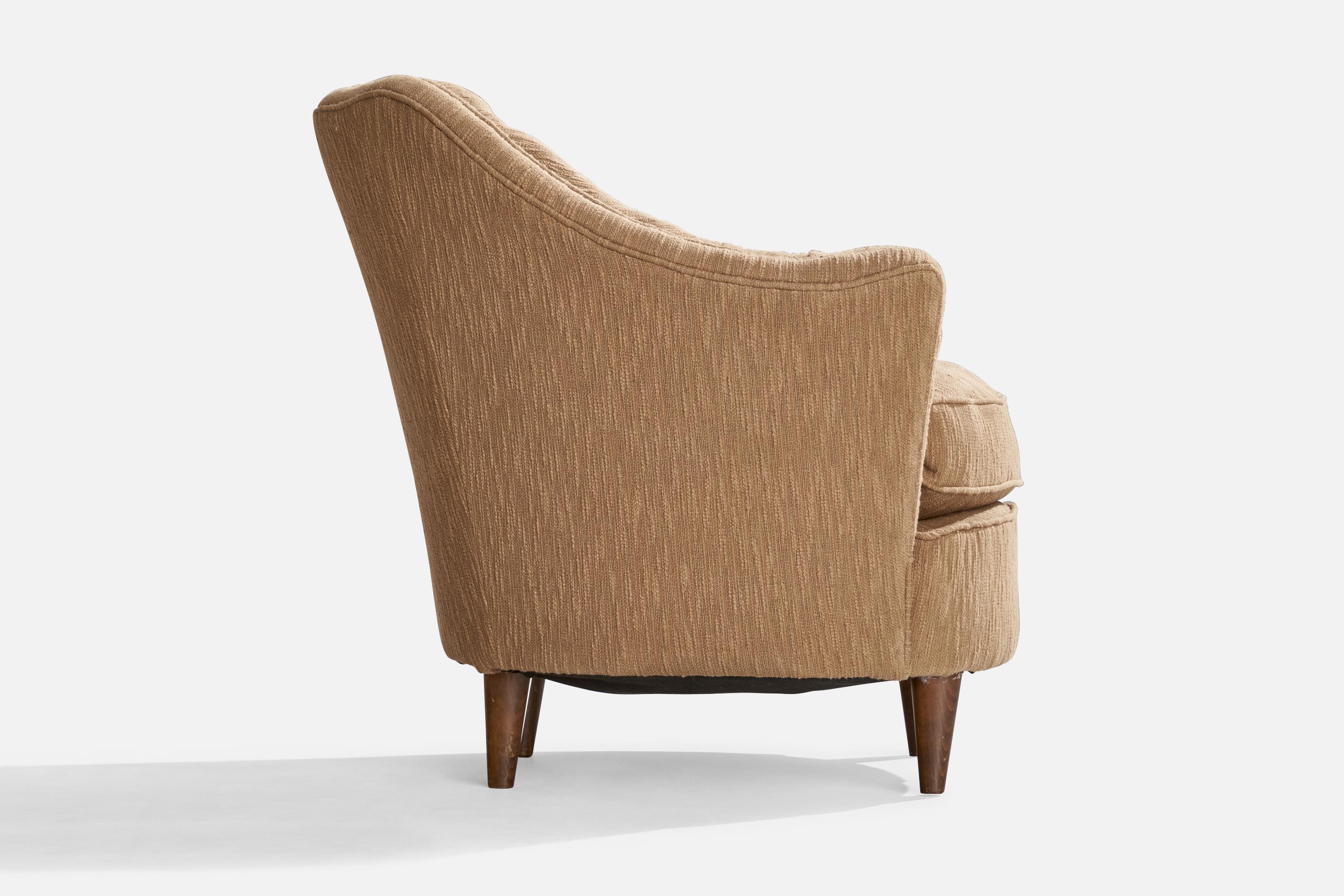 Mid-20th Century Casa e Giardino, Lounge Chairs, Fabric, Wood, Italy, 1940s For Sale