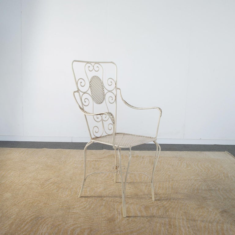 Casa E Giardino, Six White Painted Metal Chairs, 1942 For Sale at 1stDibs