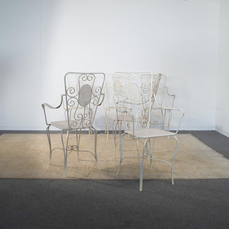Casa E Giardino, Six White Painted Metal Chairs, 1942 For Sale at 1stDibs