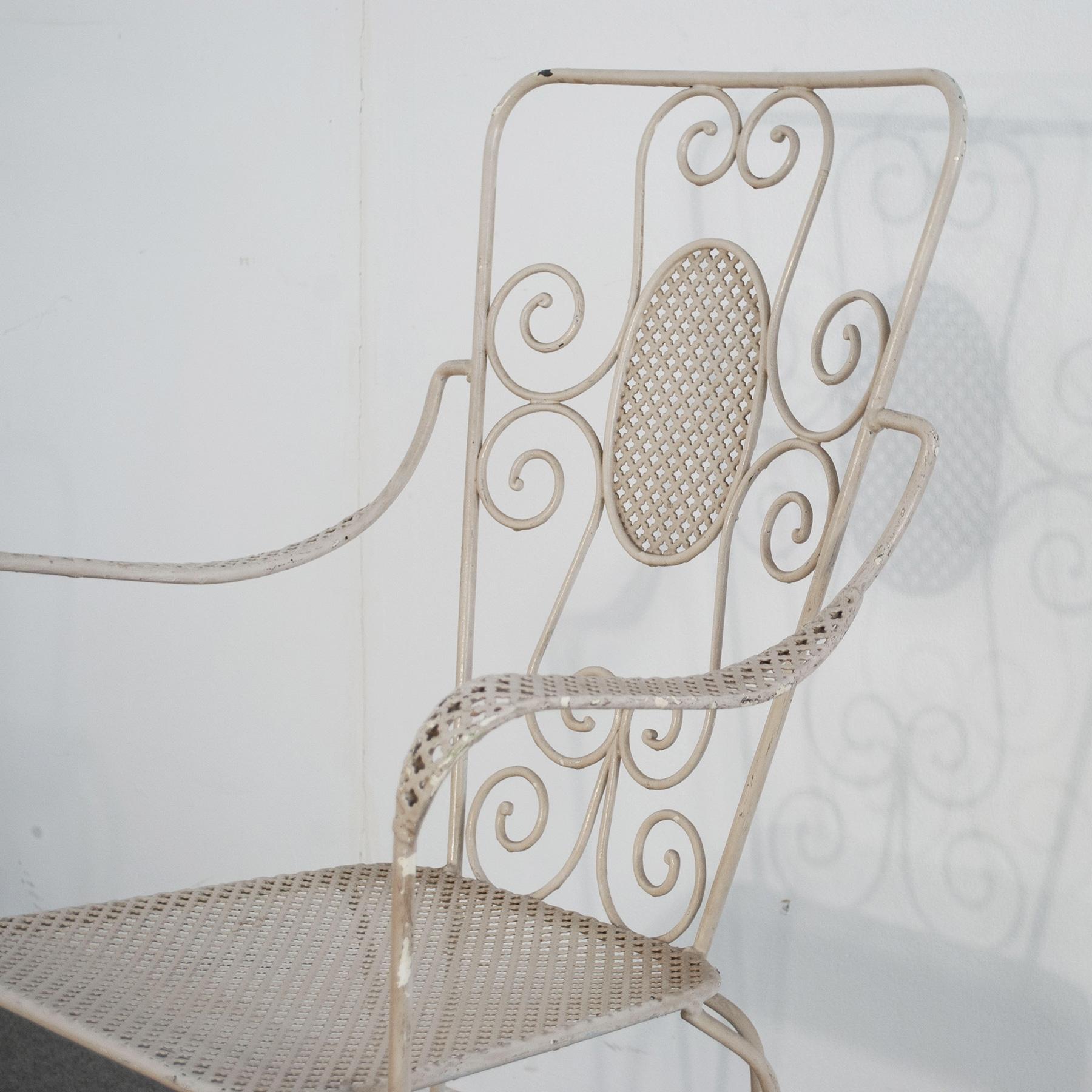 Wrought Iron Casa E Giardino, Six White Painted Metal Chairs, 1942 For Sale