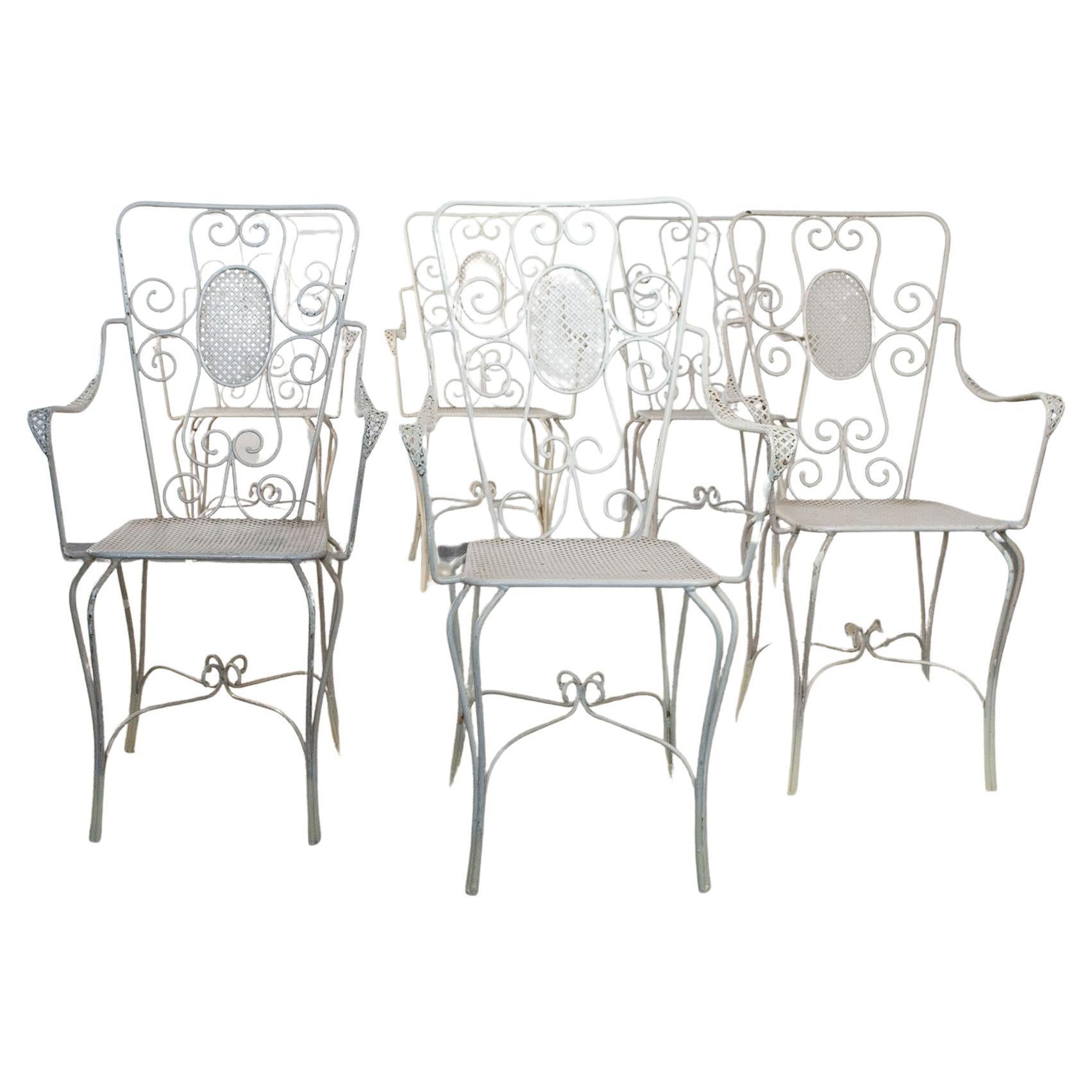 Casa e giardino, six chaises en métal peint en blanc, 1942