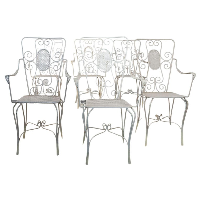 Casa E Giardino, Six White Painted Metal Chairs, 1942 For Sale at 1stDibs