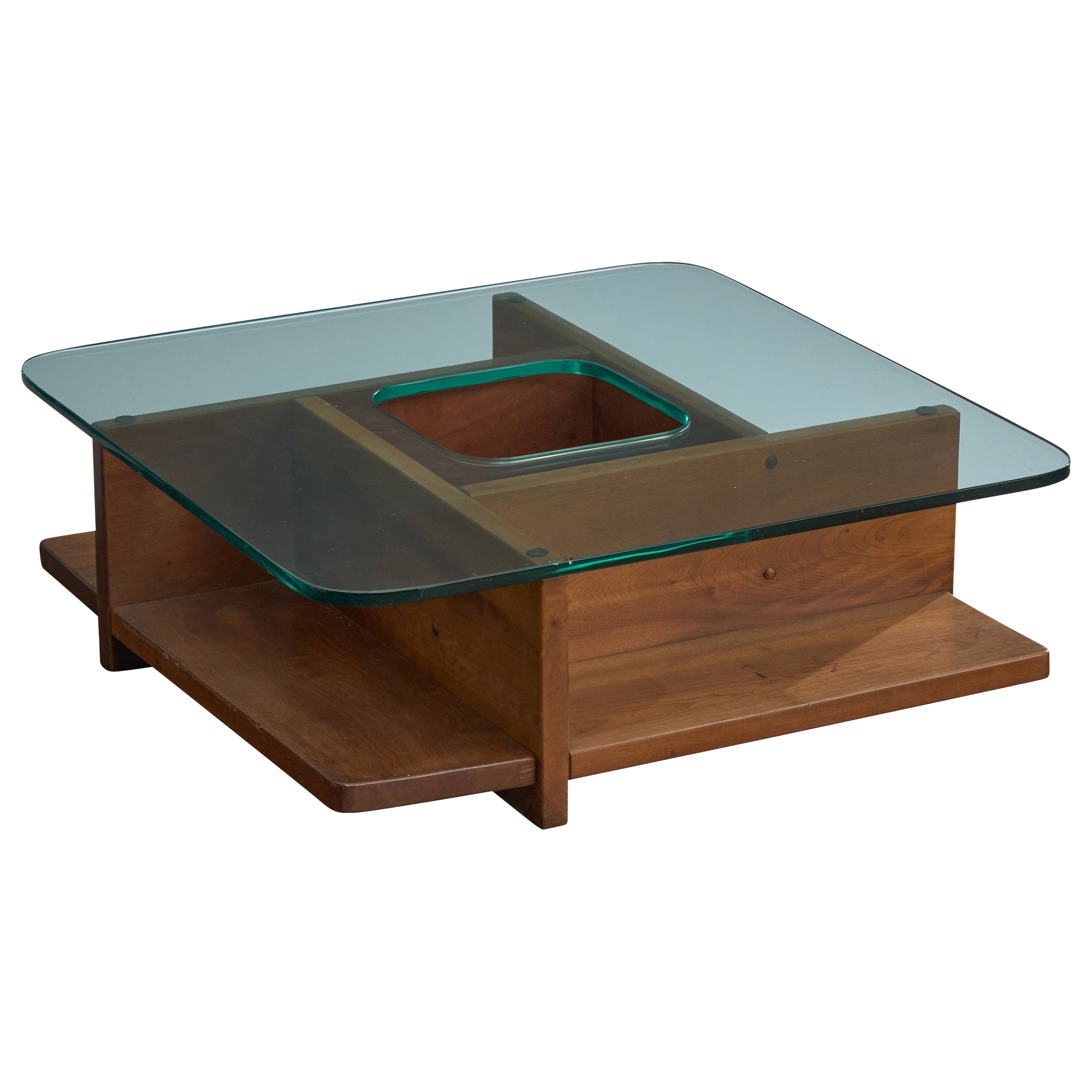 Casa Finland, Coffee Table, Wood, Glass, Brazil, 1960s For Sale