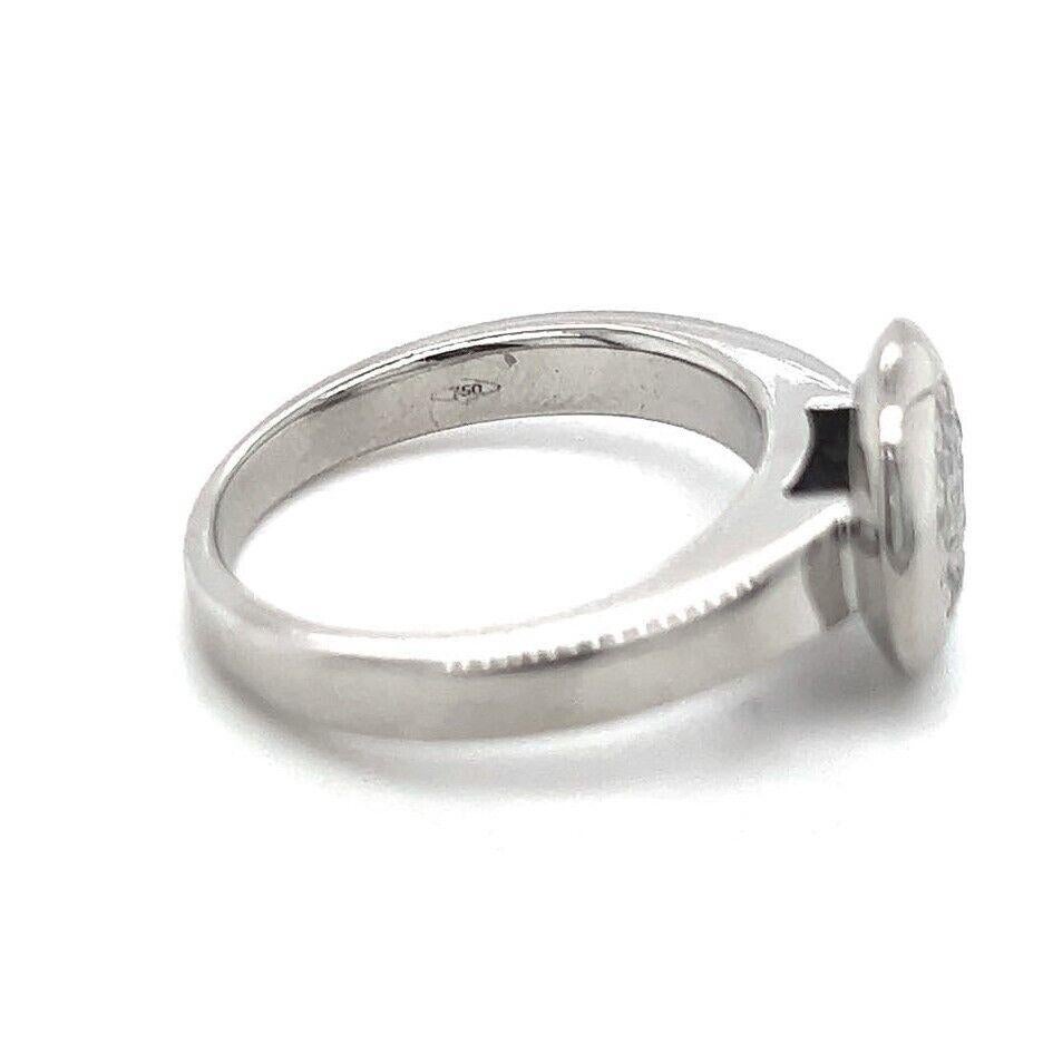 Women's or Men's Casa Gi 18 Karat White Gold and Pave Diamond Disc Ring