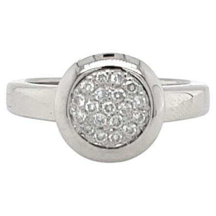 Casa Gi 18 Karat White Gold and Pave Diamond Disc Ring For Sale