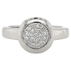 Casa Gi 18 Karat White Gold and Pave Diamond Disc Ring