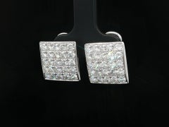 Casa Gi 18k White Gold 3.10ctw F VS Fiery Diamond Square Drop Earrings