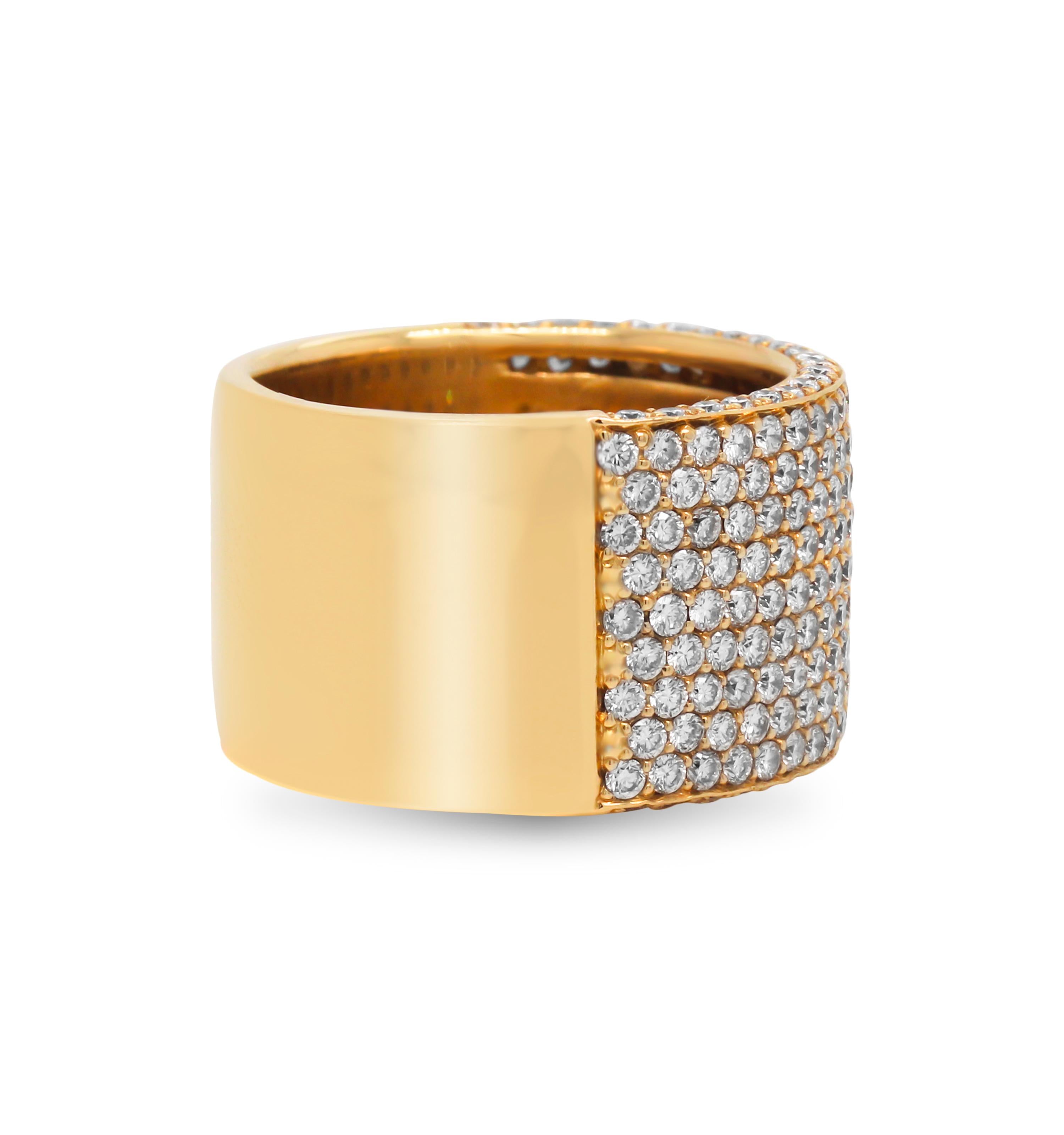 Casa Gi Designer 18 Karat Gelbgold Diamant breiter Zigarrenring (Rundschliff) im Angebot
