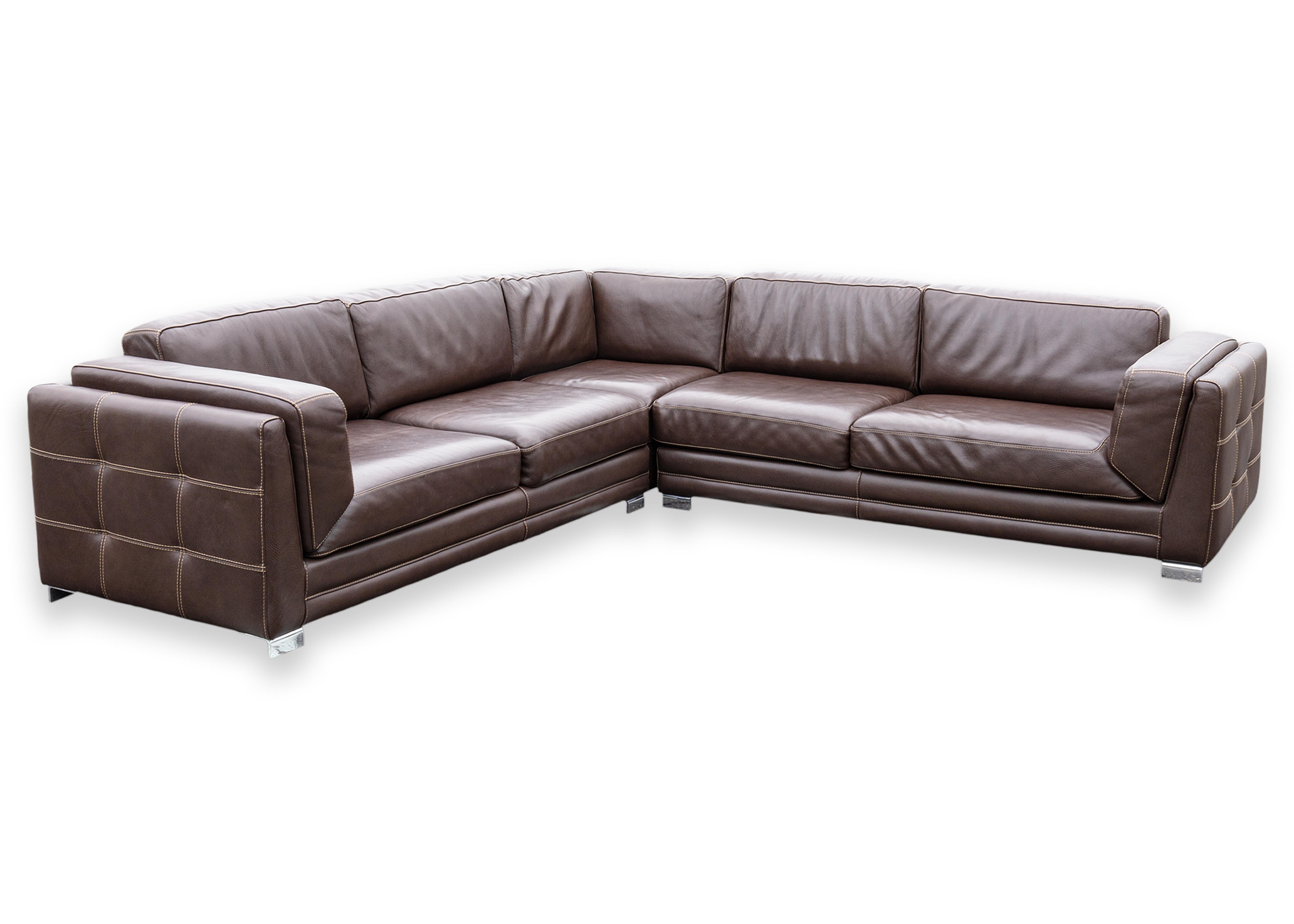Casa Novalia Contemporary Modern Brown Leather Sectional Sofa with Chrome Legs 5