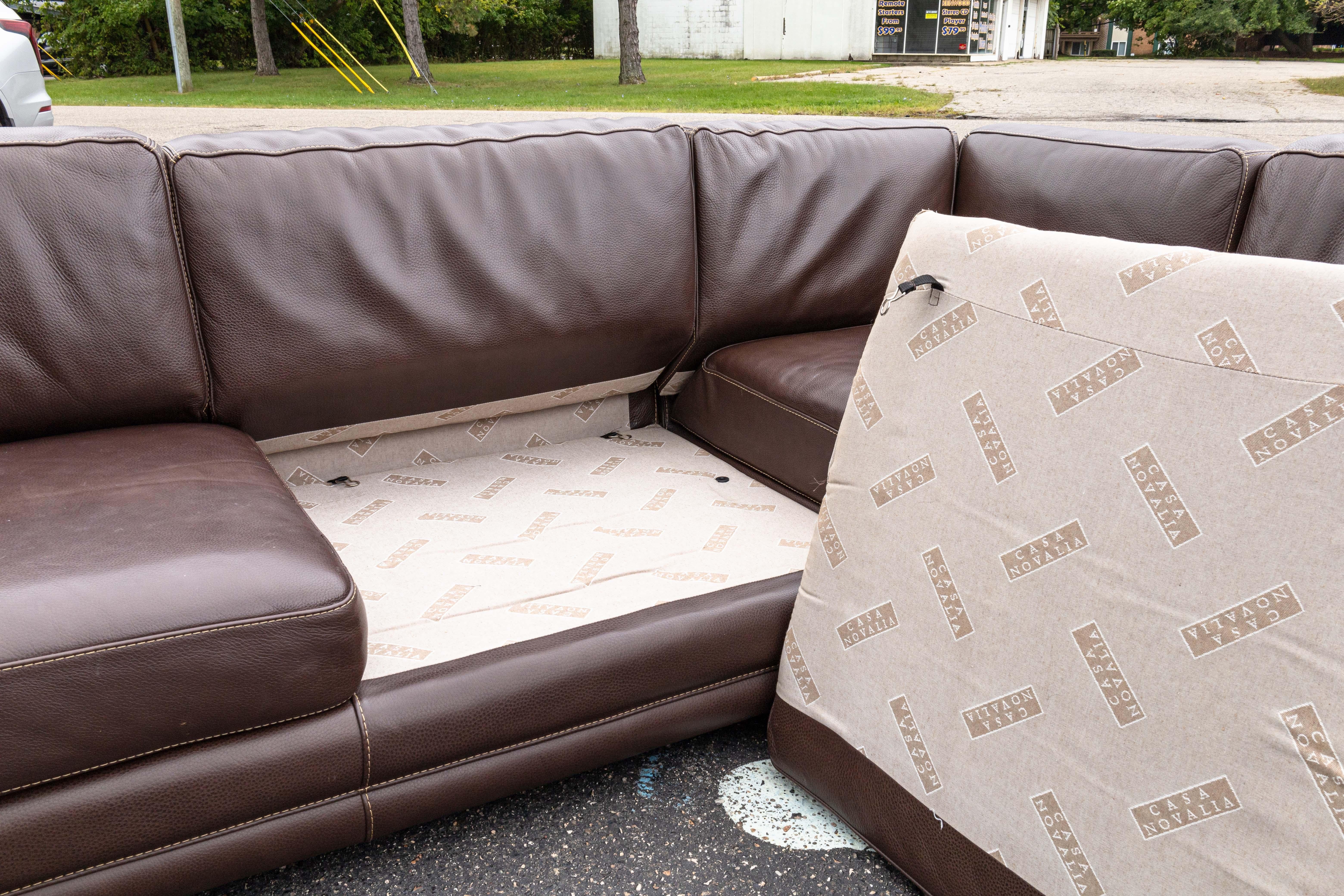 Casa Novalia Contemporary Modern Brown Leather Sectional Sofa with Chrome Legs 3