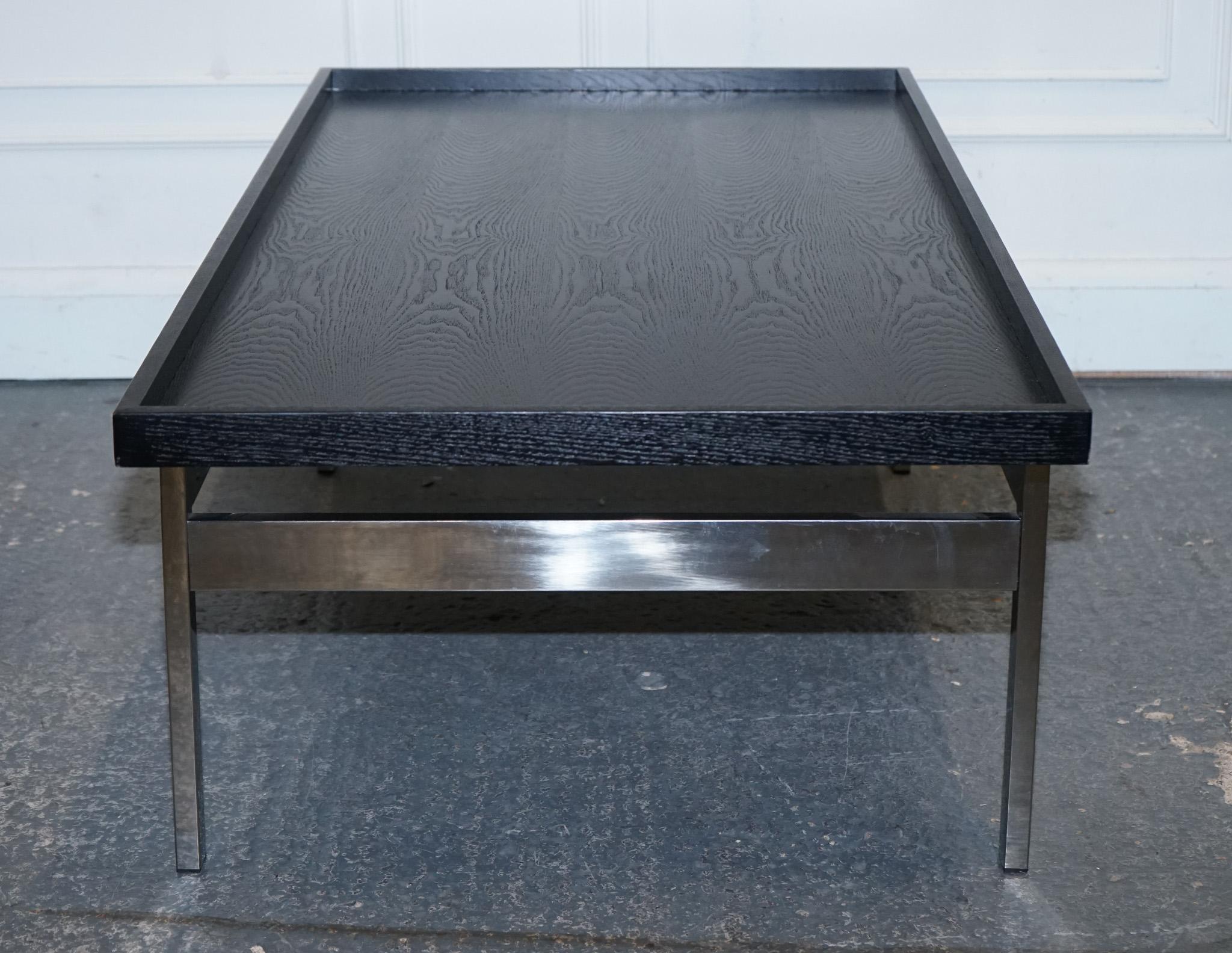CASA PADRINO ART DECO Style SCHWARZES TOP UND STAiNLESS STEEL COFFEE TABLE (Edelstahl) im Angebot