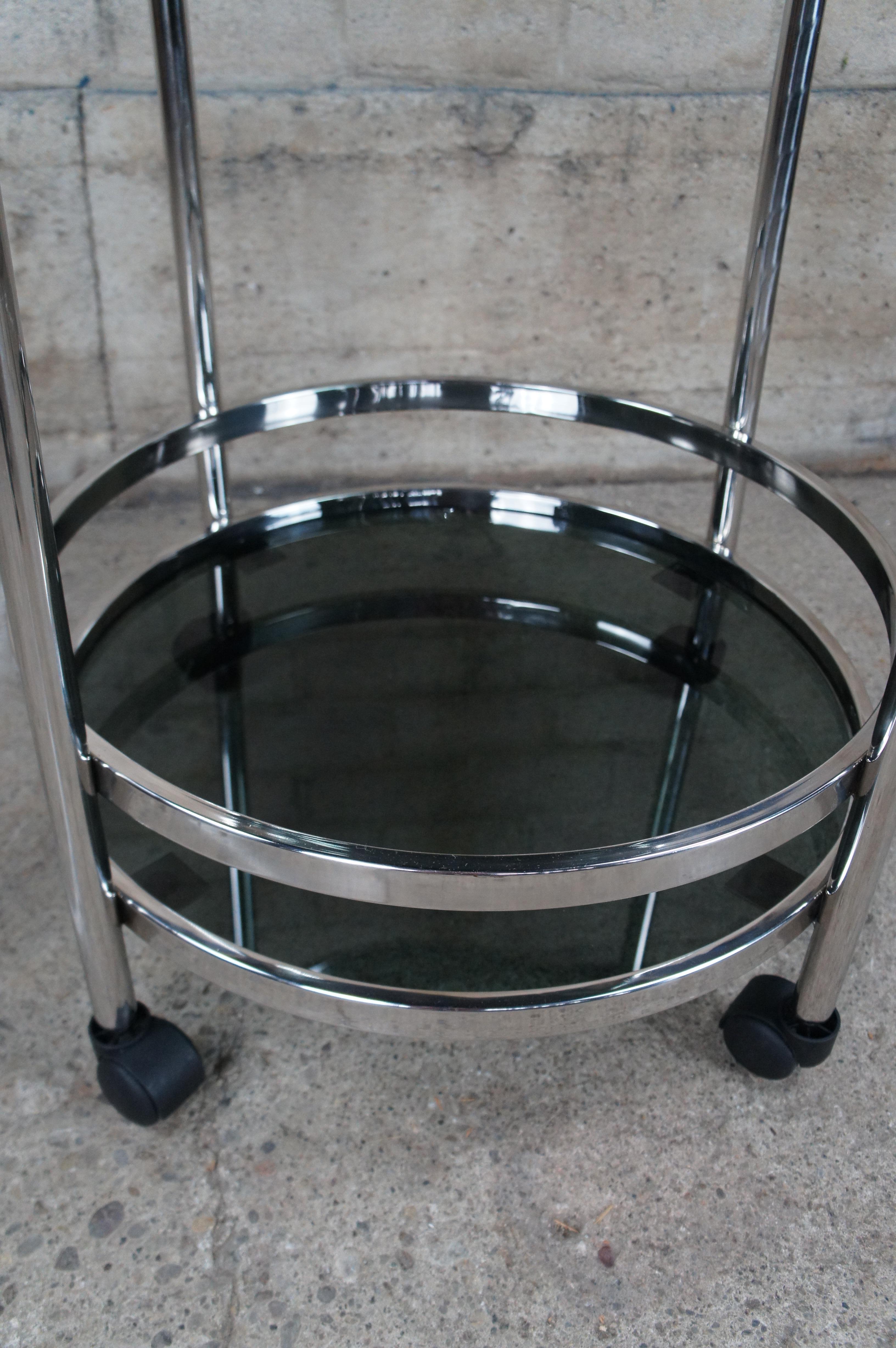 Casa Padrino Art Deco Style Stainless Steel Smoked Glass Bar Cart Trolley Drybar 8